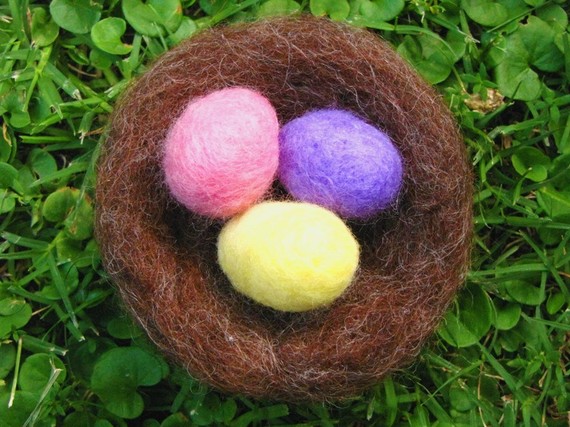 Needle Felted Bird's Nest and Eggs, Easter